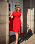ZINAH (BEAUTY) RED SIDE CAPE W/ REMOVABLE BELT