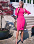 ROSE (FLOWER) FUCHSIA BODYCON DRESS