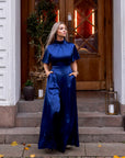AUDREY (STRONG) DARK BLUE SATIN JUMPSUIT W. WIDE LEGS