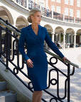 MAYA (AMBITIOUS) A CLASSIC MARINE BLUE KNEE-LENGTH BLAZER DRESS