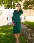 MAYA (AMBITIOUS) DARK GREEN KNEE-LENGTH BLAZER DRESS