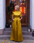 AUDREY (STRONG) OLIVE GREEN SATIN JUMPSUIT W. WIDE LEGS