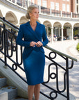 MAYA (AMBITIOUS) A CLASSIC MARINE BLUE KNEE-LENGTH BLAZER DRESS