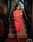 FLORA (FLOWER) CORAL FLOWER DETAIL DRESS-DRESS-ROSA FAIZZAD