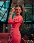 FLORA (FLOWER) CORAL FLOWER DETAIL DRESS-DRESS-ROSA FAIZZAD