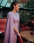ACASIA (HONORABLE) - LILAC CAPE DRESS WITH QUARTER SLEEVES-DRESS-ROSA FAIZZAD