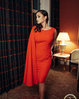 ZINAH (BEAUTY) RED SIDE CAPE W/ REMOVABLE BELT-DRESS-ROSA FAIZZAD