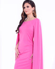 NIYAA (DESIRE) PINK CAPE DRESS-DRESS-ROSA FAIZZAD