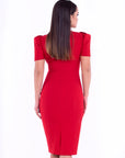 SUZAN (FIRE) RED STRUCTURED SHOULDERS BODYCON DRESS-DRESS-ROSA FAIZZAD