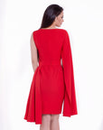 ZINAH (BEAUTY) RED SIDE CAPE W/ REMOVABLE BELT-DRESS-ROSA FAIZZAD