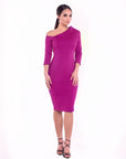 JULIANE (FEARLESS) PURPLE BERRY SHOULDER PEAK BODYCON DRESS-DRESS-ROSA FAIZZAD