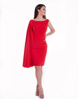 ZINAH (BEAUTY) RED SIDE CAPE W/ REMOVABLE BELT-DRESS-ROSA FAIZZAD