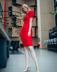 SUZAN (FIRE) RED STRUCTURED SHOULDERS BODYCON DRESS-DRESS-ROSA FAIZZAD