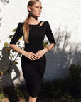 ZIANA (BRAVE) CLASSY BLACK BODYCON DRESS W/ CUT OUT
