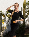 ZIANA (BRAVE) CLASSY BLACK BODYCON DRESS W/ CUT OUT