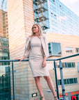 ANA (PRESTIGIOUS) AN EXCLUSIVE IVORY DRESS WITH ATTACHED CAPE BLAZER-DRESS-ROSA FAIZZAD