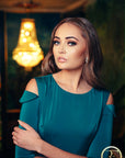 SOPHIA (WISDOM) EMERALD SHOULDER DETAIL DRESS-DRESS-ROSA FAIZZAD