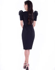 AMANI (WISH) BLACK PUFF SHOULDER DRESS-DRESS-ROSA FAIZZAD