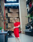 SUZAN (FIRE) RED STRUCTURED SHOULDERS BODYCON DRESS-DRESS-ROSA FAIZZAD