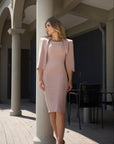 HELENA (LIGHT) NUDE CAPE BLAZER DRESS