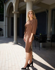 HELENA (LIGHT) BROWN CAPE BLAZER WITH DRESS