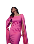 NIYAA (DESIRE) PINK CAPE DRESS