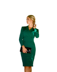 MAYA (AMBITIOUS) DARK GREEN KNEE-LENGTH BLAZER DRESS