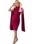 KIANA (DIVINE) MAGENTA HIGH NECK CAPE DRESS