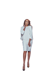 ANA (PRESTIGIOUS) AN EXCLUSIVE WHITE DRESS WITH ATTACHED CAPE BLAZER