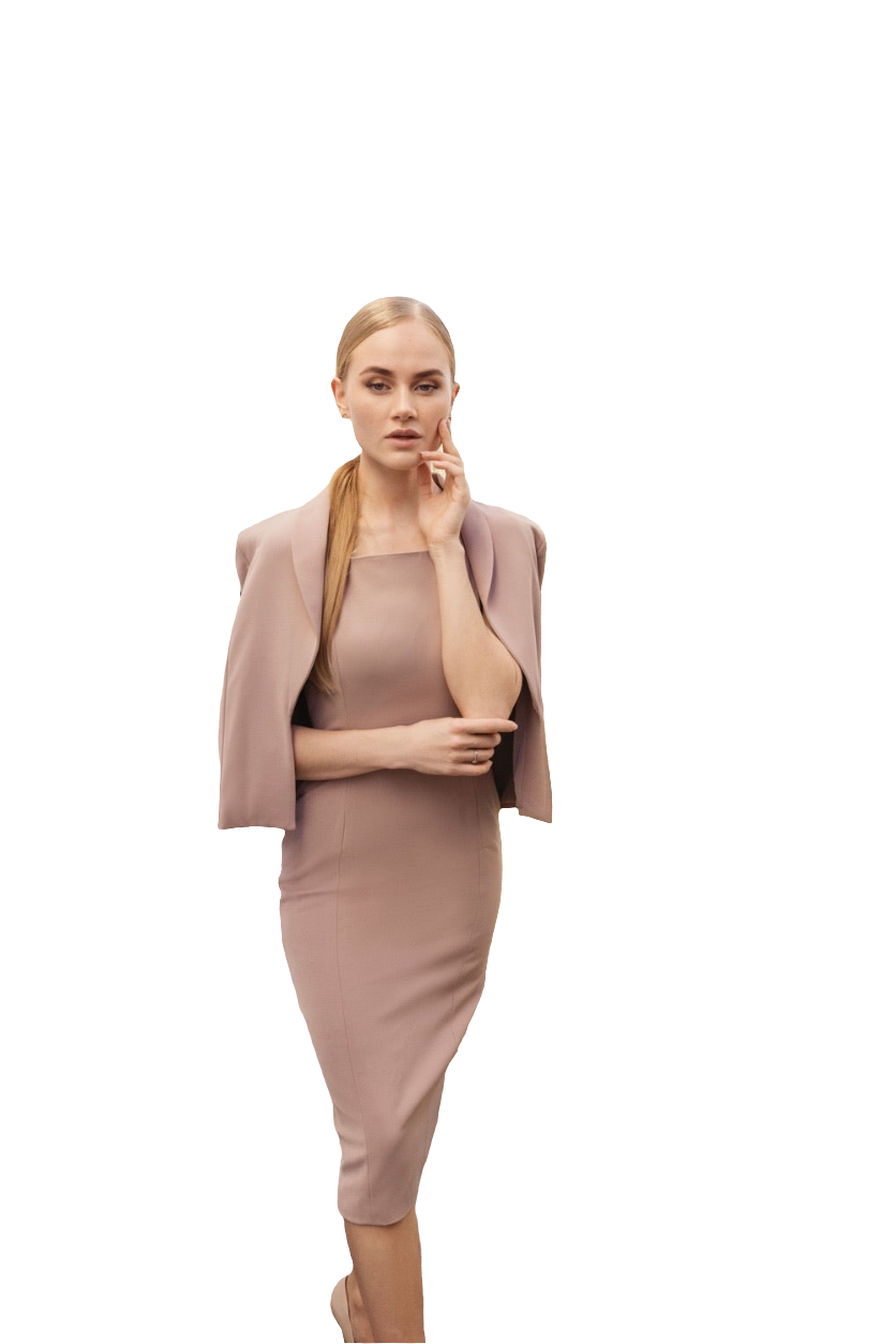 HELENA (LIGHT) NUDE CAPE BLAZER DRESS