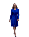 VALENTINA (STRONG) ROYAL BLUE LONG BLAZER JACKET W. DOUBLED COLLAR DETAIL