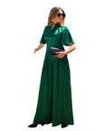 AUDREY (STRONG) BASIL GREEN SATIN JUMPSUIT W. WIDE LEGS