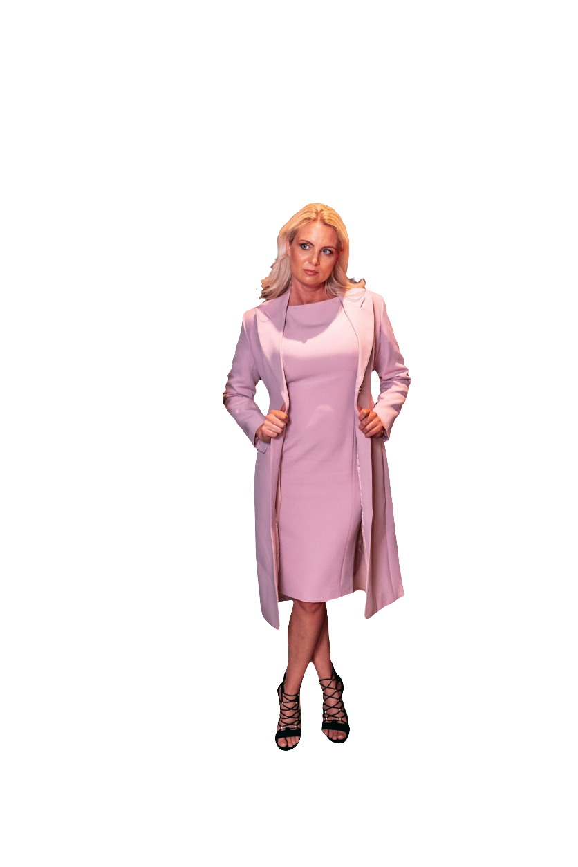 ELLEN (BRIGHT) 2-PIECE BLUSH POWERSUIT LONG BLAZER & DRESS