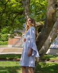 HANNAH (GRACEFUL) LAVENDER LOOSE SATIN DRESS WITH FLARE SLEEVES