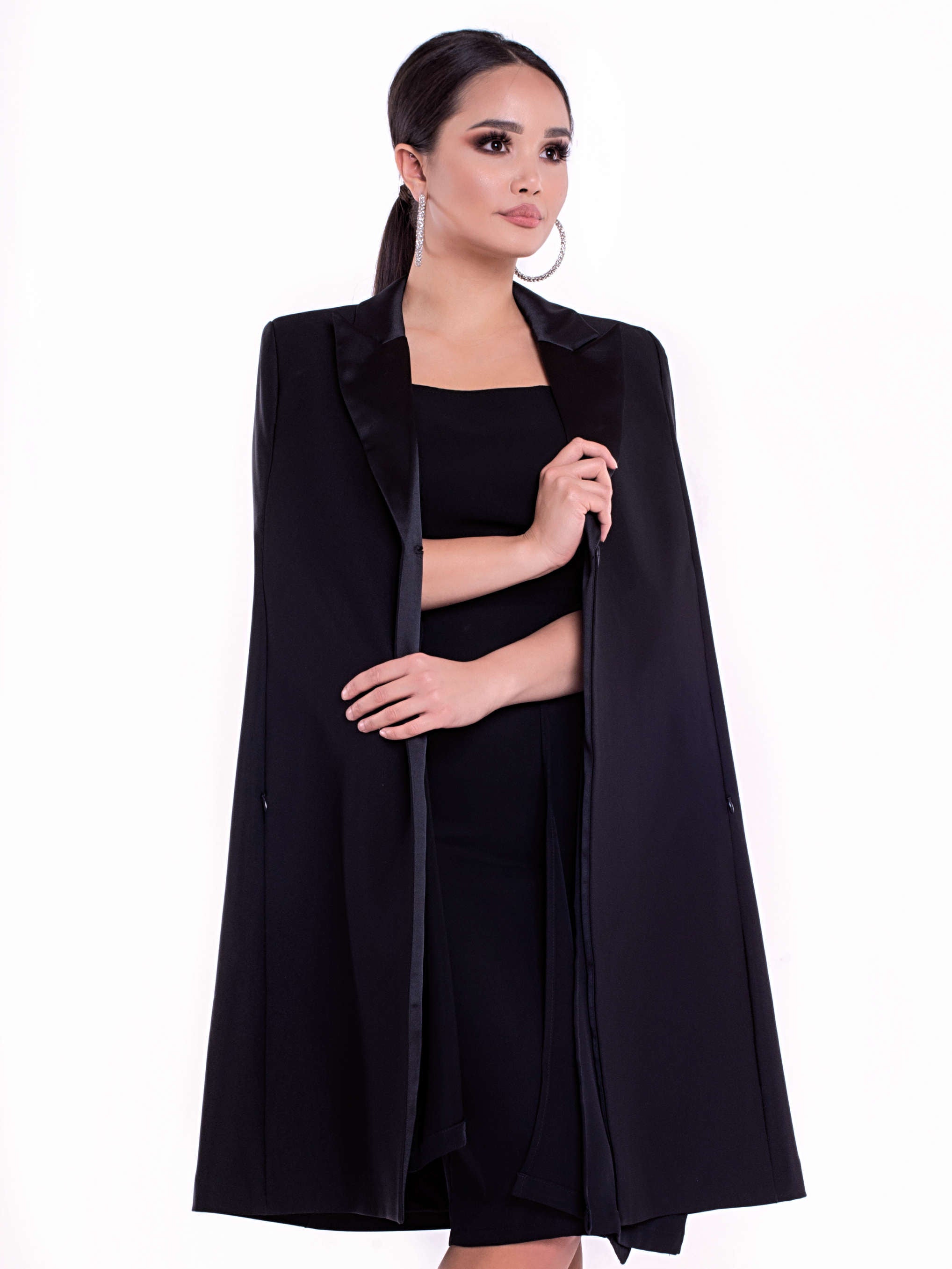 MIA (MINE) MUST-HAVE CLASSIC BLACK CAPE-DRESS-ROSA FAIZZAD