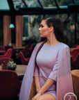 ACASIA (HONORABLE) - LILAC CAPE DRESS WITH QUARTER SLEEVES-DRESS-ROSA FAIZZAD