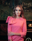 ZAIRA (ROSE) PINK DRESS W/ BOW-DRESS-ROSA FAIZZAD