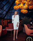 ANA (PRESTIGIOUS) AN EXCLUSIVE WHITE DRESS WITH ATTACHED CAPE BLAZER-DRESS-ROSA FAIZZAD