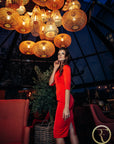 BELLA (BEAUTIFUL) RED SHOULDER CUT OUT ELEGANT COCKTAIL DRESS-DRESS-ROSA FAIZZAD