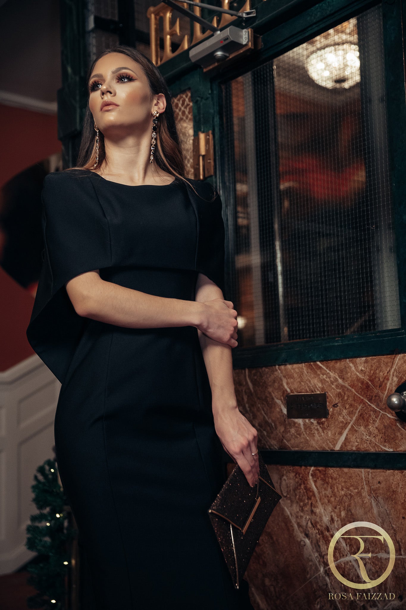 LIYANA (SOFT) BLACK MID CALF CAPE DRESS-DRESS-ROSA FAIZZAD