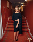 VARIETY (TRUTHFUL) BLACK ONE SLEEVE W/ SIDE CAPE-DRESS-ROSA FAIZZAD