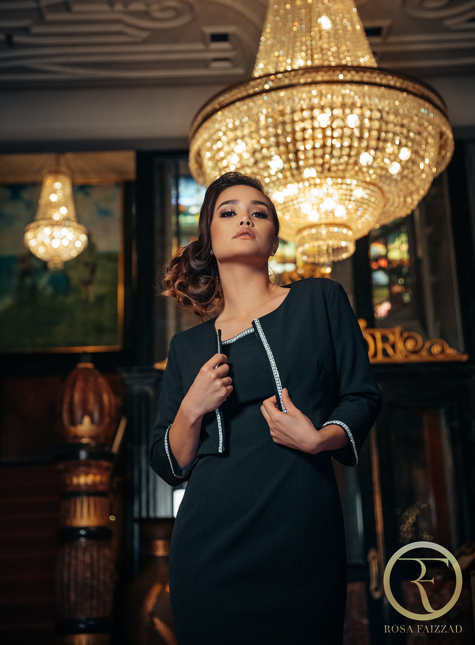 AIZA (NOBLE) BLACK SET - DRESS W/ JACKET-DRESS-ROSA FAIZZAD