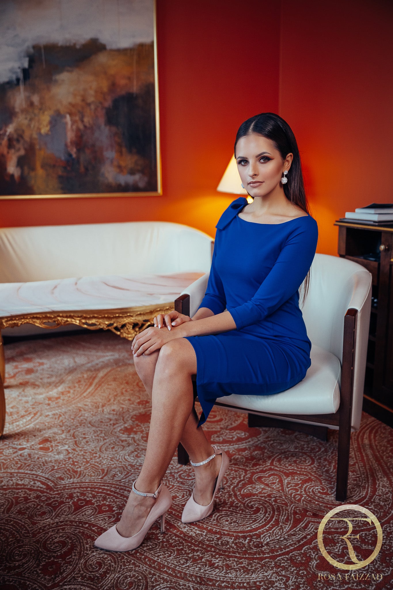 RAINA (PEACEFUL QUEEN) ELEGANT ROYAL BLUE SHOULDER DETAIL DRESS-DRESS-ROSA FAIZZAD