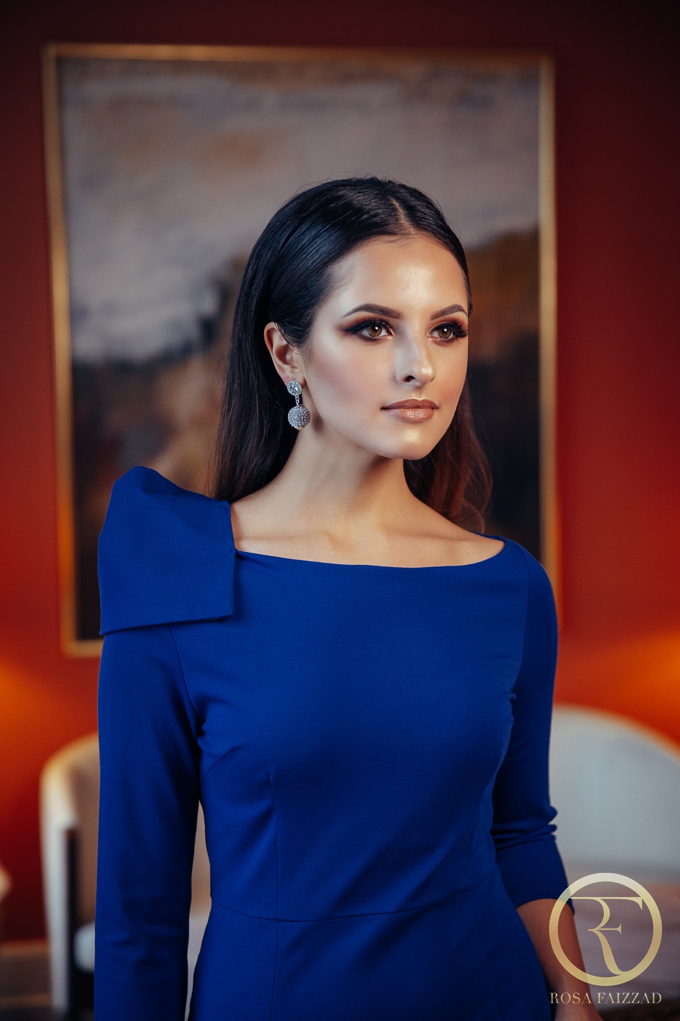 RAINA (PEACEFUL QUEEN) ELEGANT ROYAL BLUE SHOULDER DETAIL DRESS-DRESS-ROSA FAIZZAD