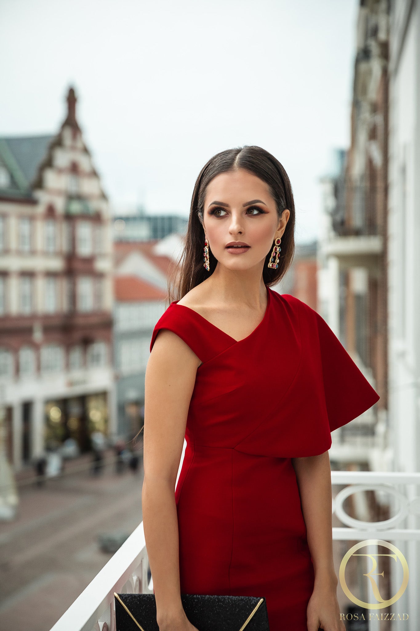 RUBY (GEM) RED SIDE CAPE BODYCON DRESS-DRESS-ROSA FAIZZAD