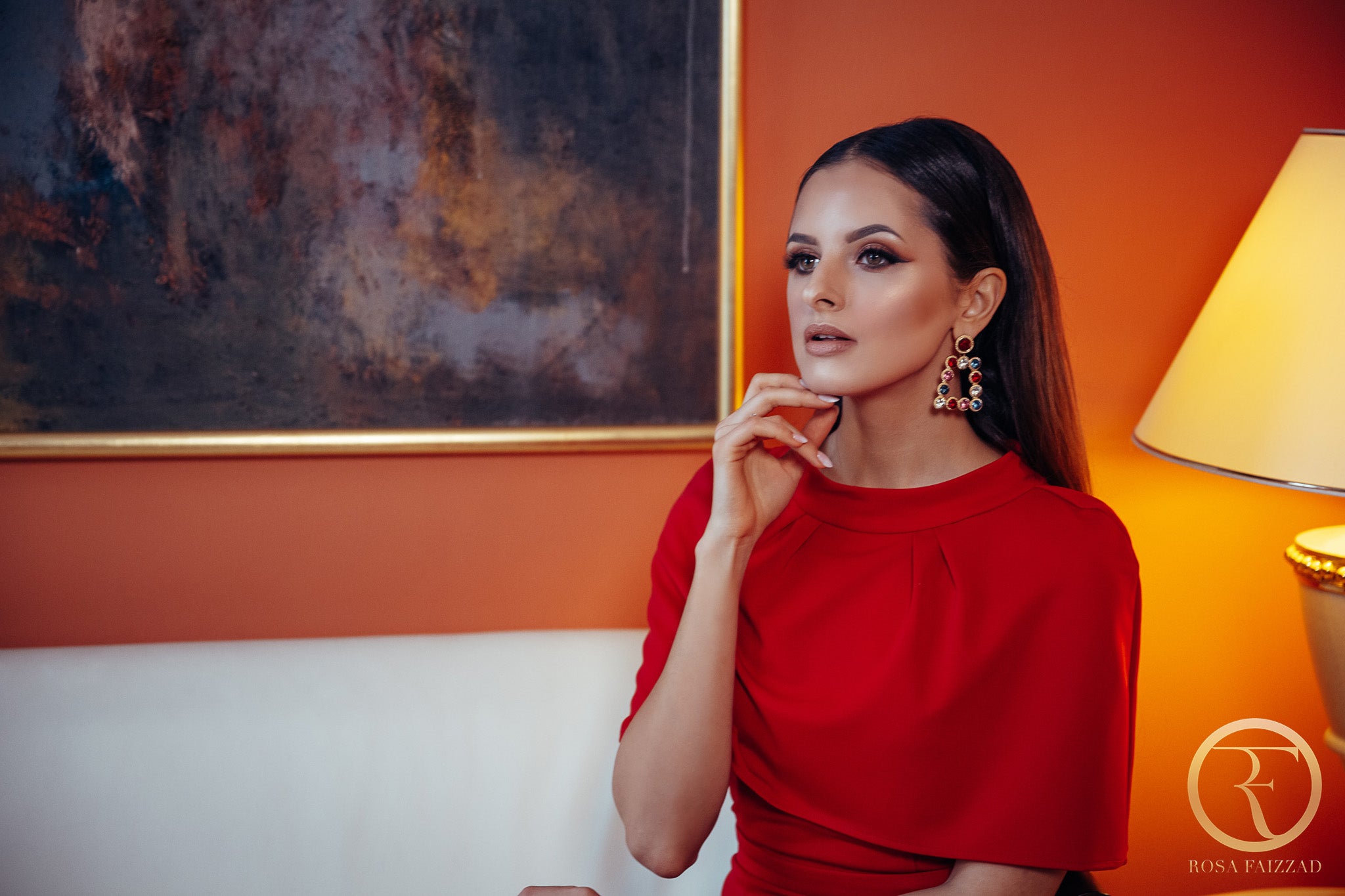 NAIA (PEACE) RED HIGH NECK CAPE DRESS-DRESS-ROSA FAIZZAD