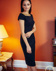 ALICE (DECENT) CLASSIC BLACK DRESS WITH GOLD DECORATION-DRESS-ROSA FAIZZAD