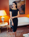 ALICE (DECENT) CLASSIC BLACK DRESS WITH GOLD DECORATION-DRESS-ROSA FAIZZAD