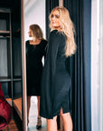 RANYA (CONQUERER) THE PERFECT LITTLE BLACK DRESS W/ SLIT SLEEVE-DRESS-ROSA FAIZZAD