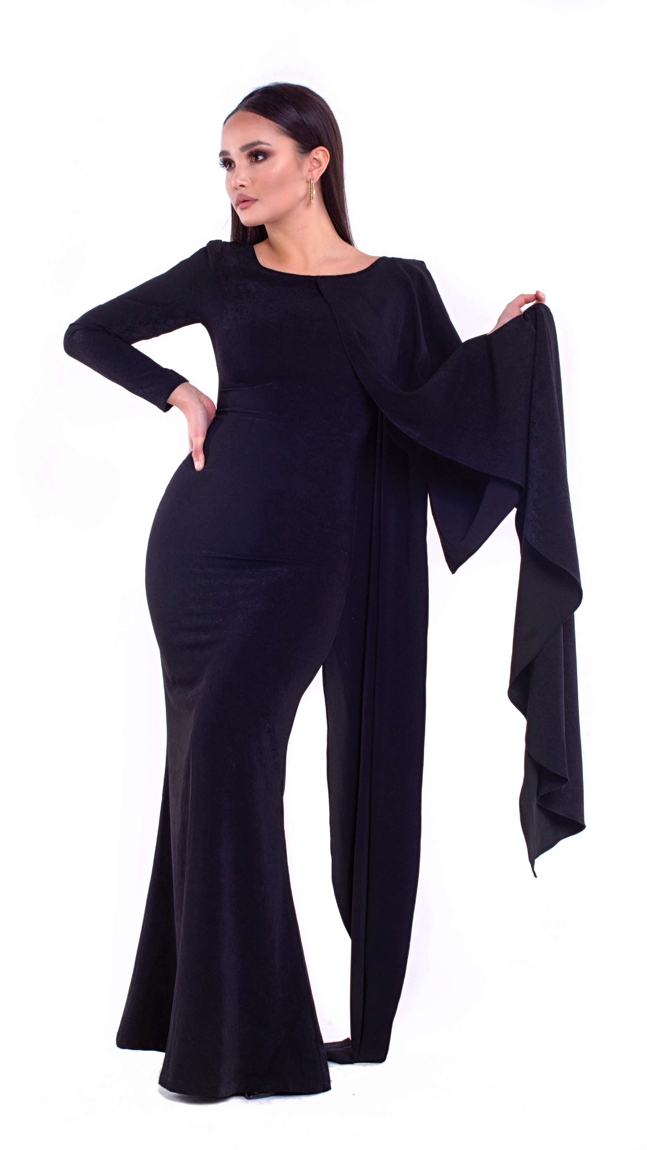 LILA (DARK BEAUTY) EXCLUSIVE LONG BLACK ELEGANT GOWN-DRESS-ROSA FAIZZAD